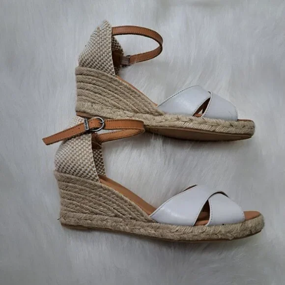 Barbour NEW Espadrille Wedge Sandals Size 7 Made In Spain - Picture 2 of 10